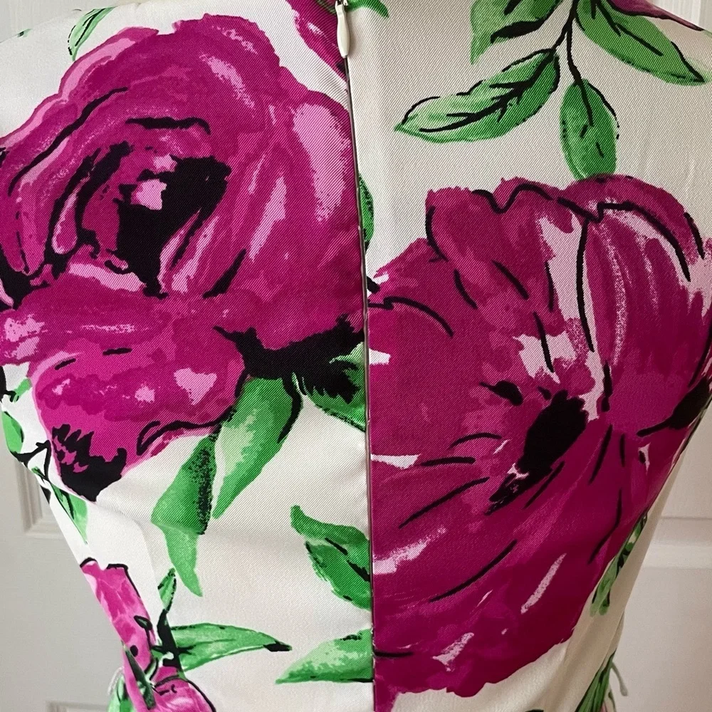 Alyx Dress Womens Fit Flare Stretch Belted Pleated Pink Floral Dress Size 4